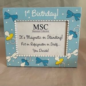 NWT Mainstreet Collection Baby’s First Birthday 3.5” x 5” magnetic & standing